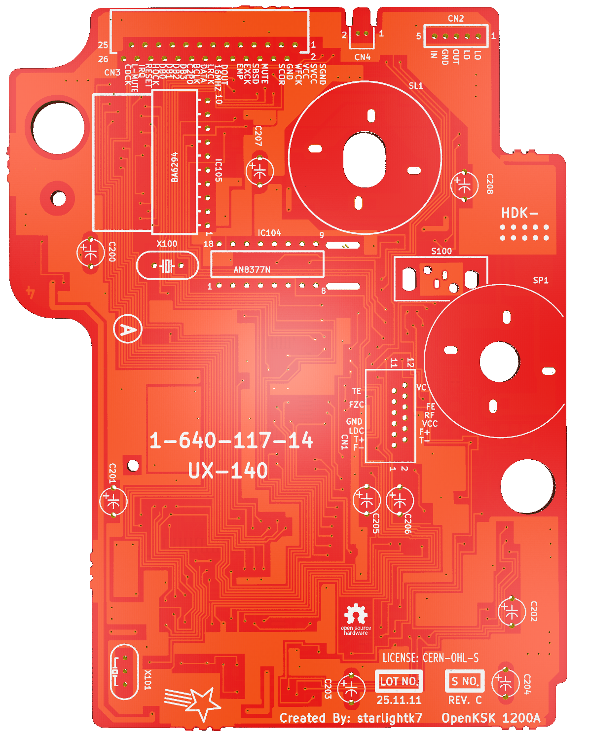OpenKSK KSK-1200A CD-ROM laser board, back.