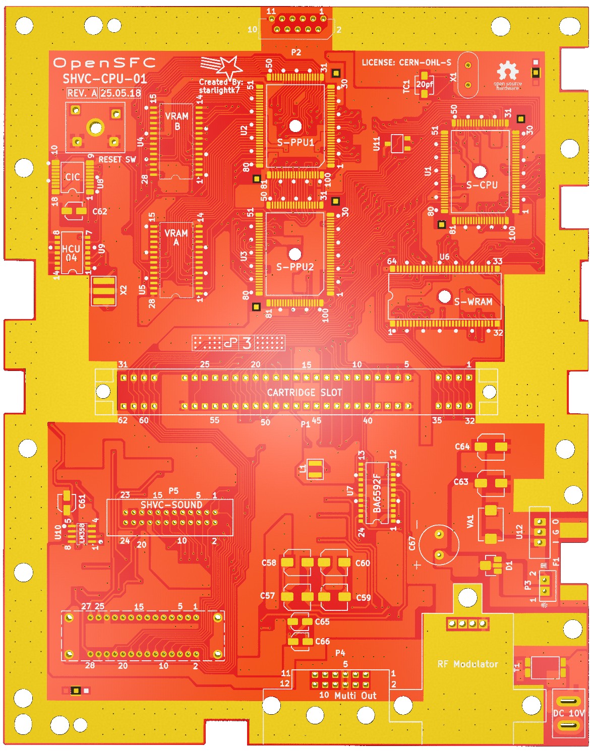 OpenSFC SHVC-CPU-01 launch model motherboard, front.